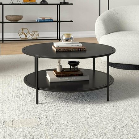 HUDSON&CANAL Sivil 36 Wide Round Coffee Table with Metal Top in Blackened Bronze CT1834